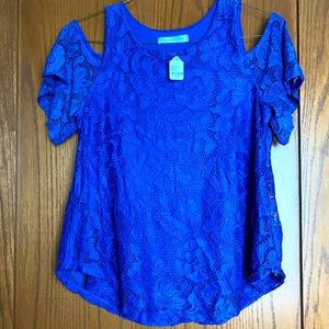 Chris & Carol Navy Lace Top Small NWT
